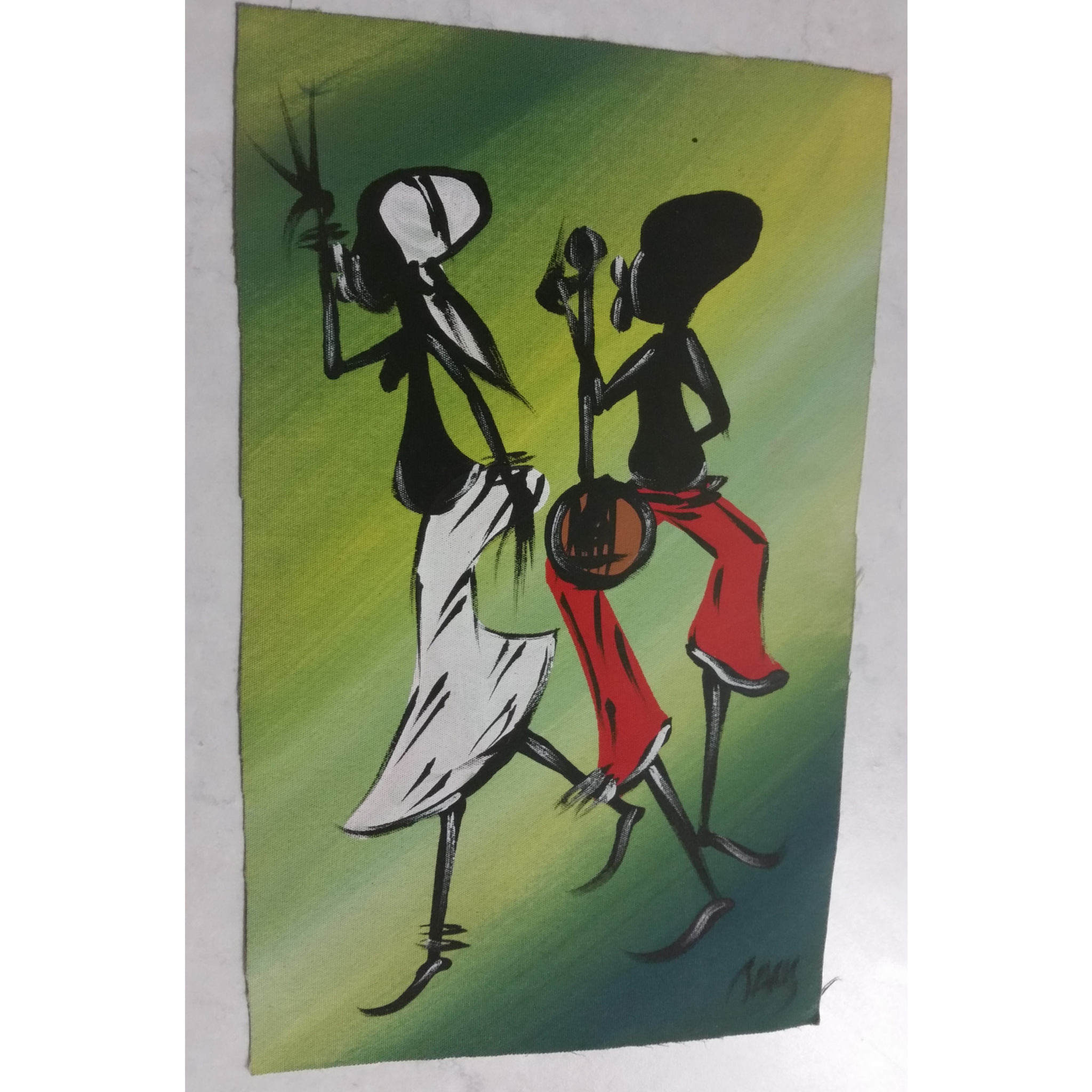 African Young Dancers Miniature Original (abstract) Painting