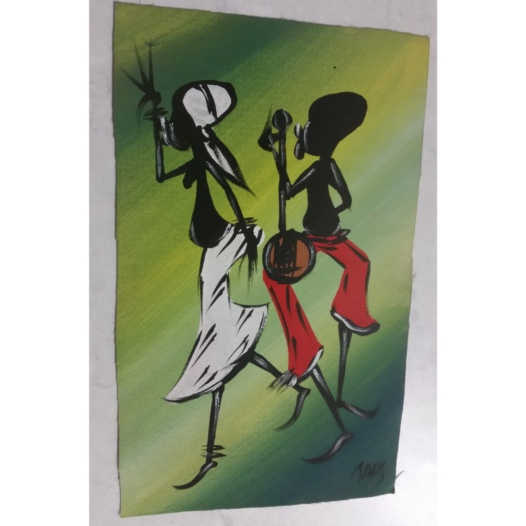 African Young Dancers Miniature Original (abstract) Painting