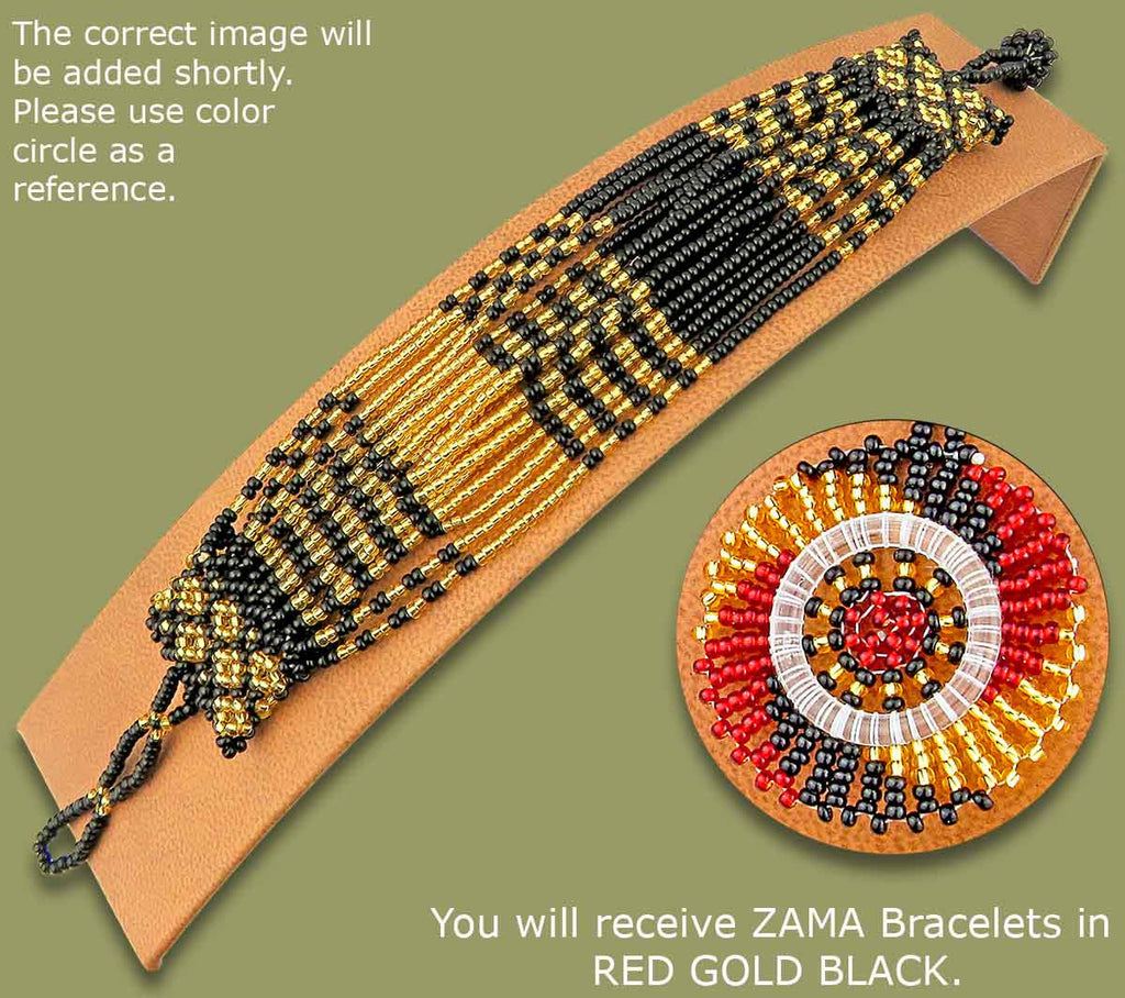 Beaded Bracelets Zama Red Gold Black