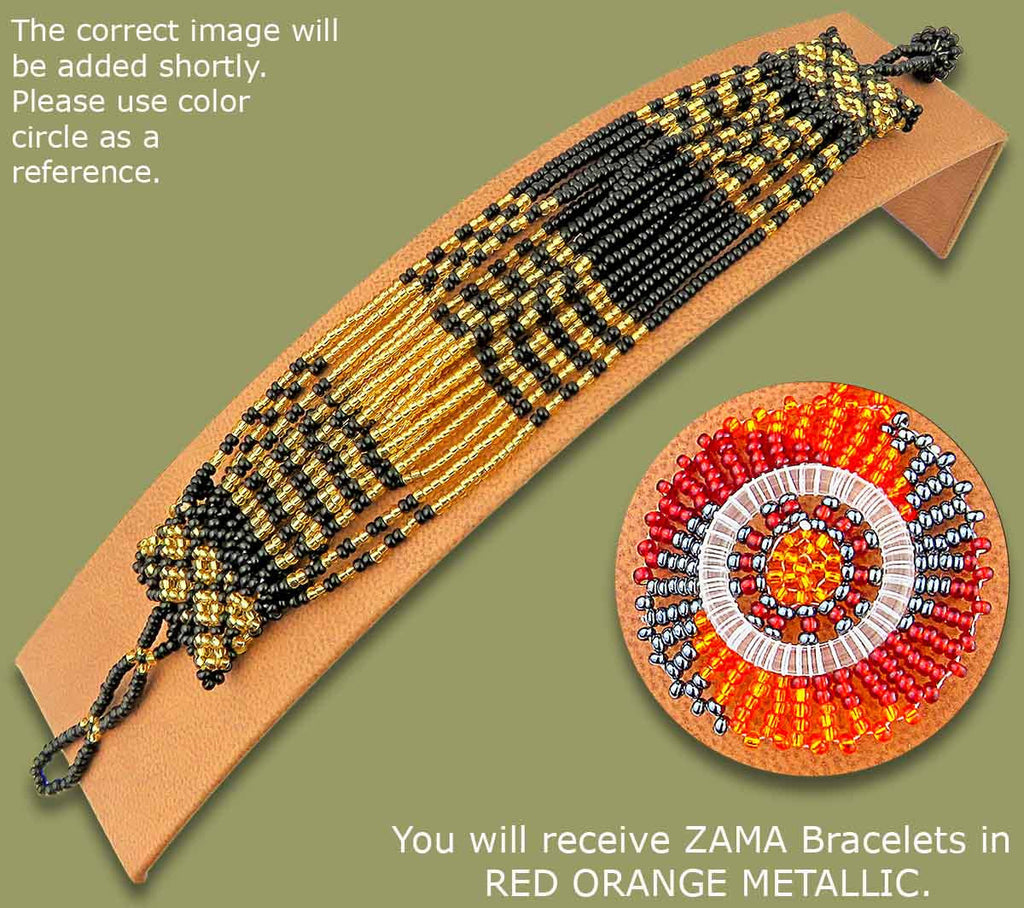 Beaded Bracelets Zama Red Orange Metallic