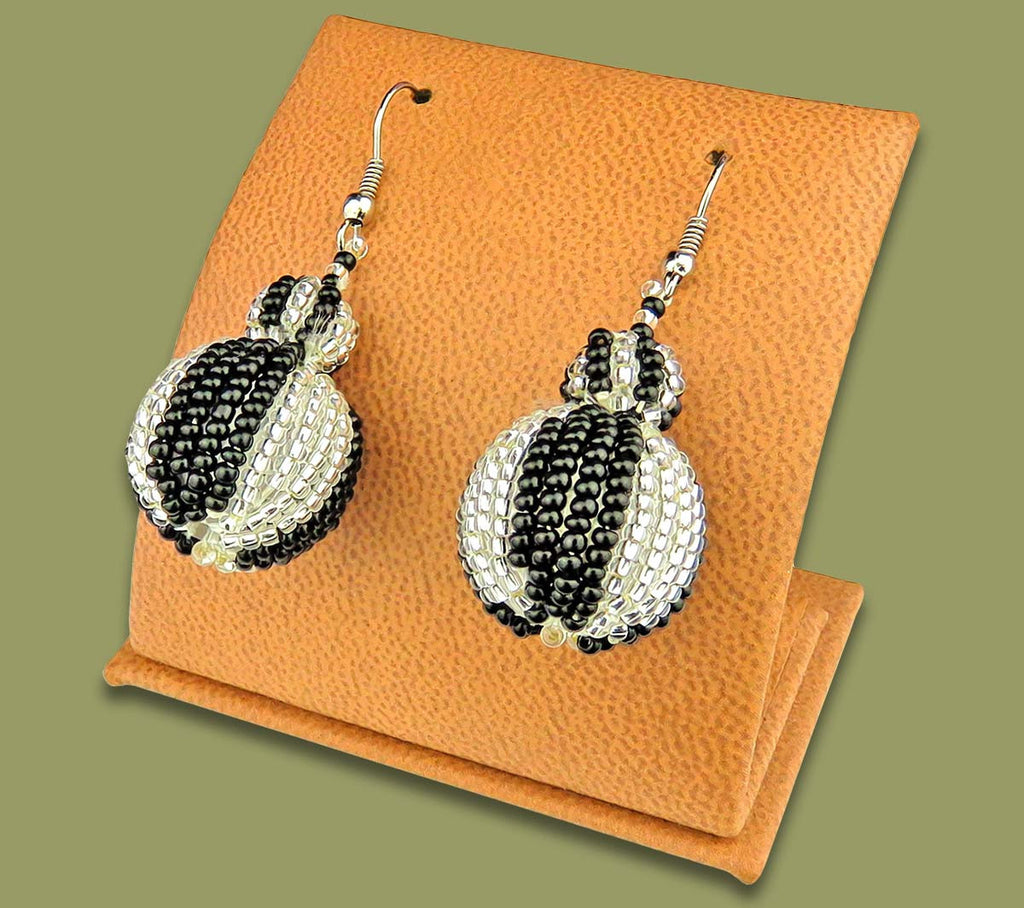 Bobble Earrings Silver Black