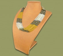 Beaded Necklace Zama Gold Silver Black