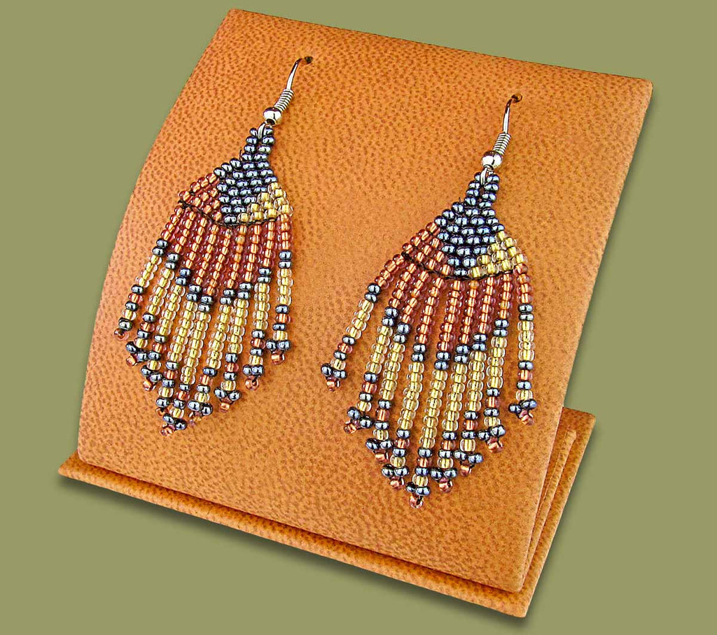 Beaded Zama Short Tassel Earrings Copper Metallic White Gold