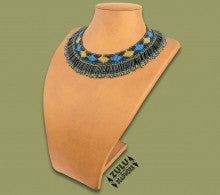 Beaded Thandi Necklace Blue Gold Black